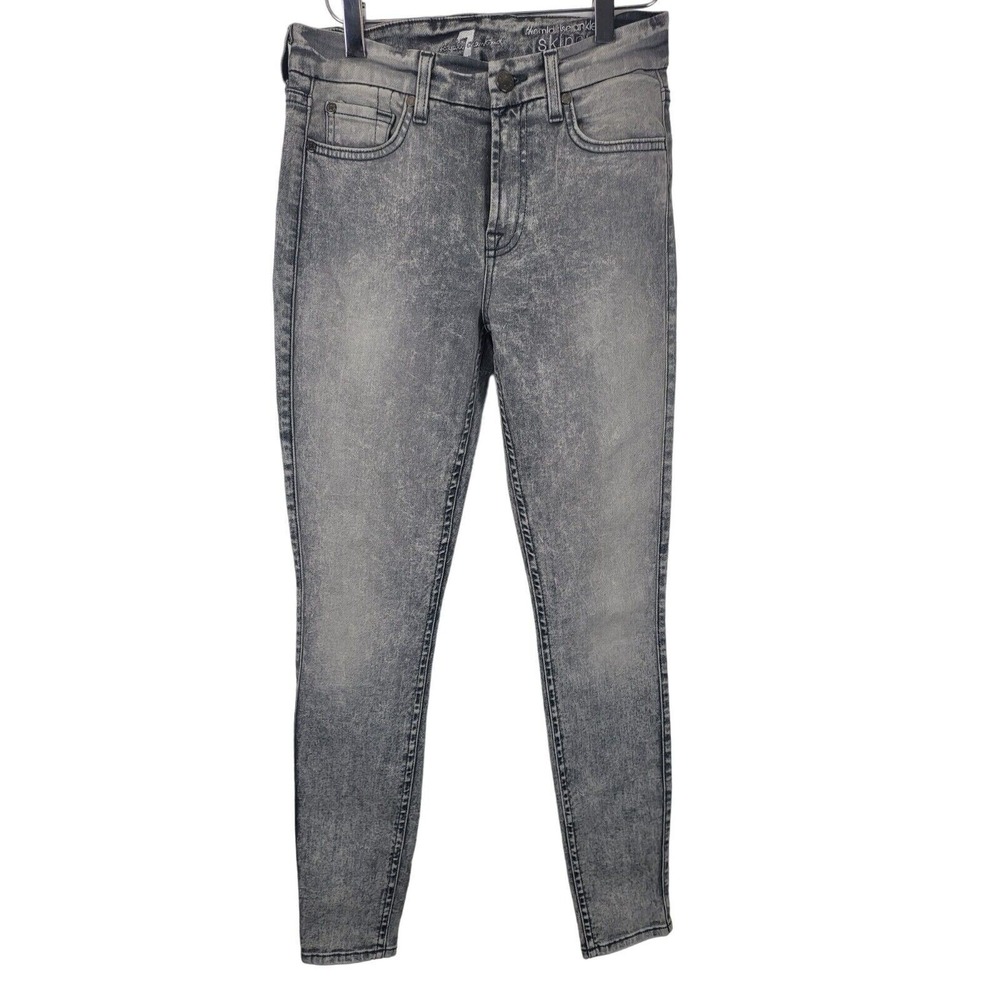7 For All Mankind The Mid Rise Skinny Jeans 26 Womens Acid Wash Grey Bottoms
